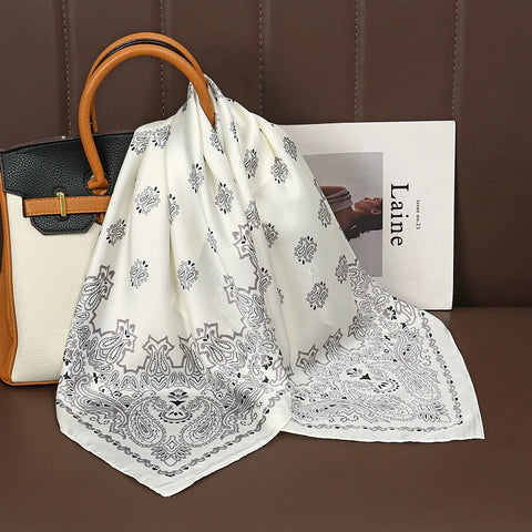 Fashion Print Silk Hairbands Scarf Women 2025 Spring New Elagant Floral Bandana Neck Kerchief Head Bands Foulard Female Scarfs
