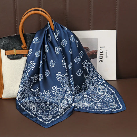 Fashion Print Silk Hairbands Scarf Women 2025 Spring New Elagant Floral Bandana Neck Kerchief Head Bands Foulard Female Scarfs