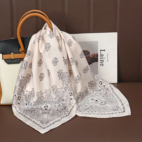 Fashion Print Silk Hairbands Scarf Women 2025 Spring New Elagant Floral Bandana Neck Kerchief Head Bands Foulard Female Scarfs