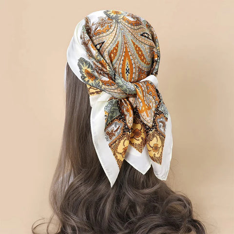 Fashion Print Silk Hairbands Scarf Women 2025 Spring New Elagant Floral Bandana Neck Kerchief Head Bands Foulard Female Scarfs