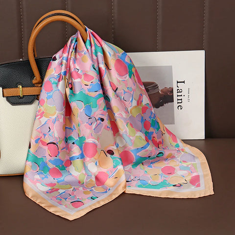 Luxury Satin Silk Square Scarf for Women