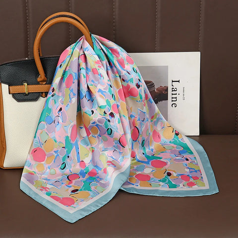 Luxury Satin Silk Square Scarf for Women