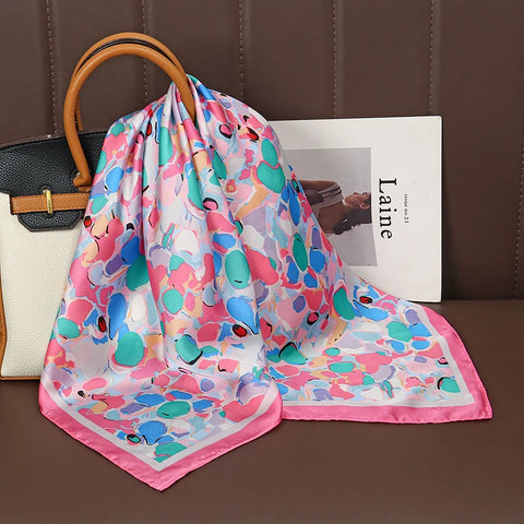 Luxury Satin Silk Square Scarf for Women