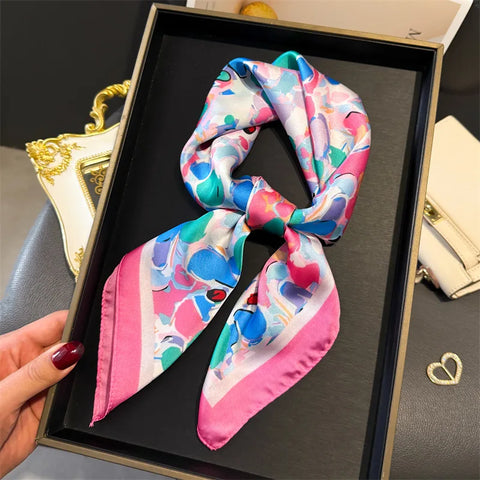 2025 Luxury Silk Skinny Scarf with Cat Print