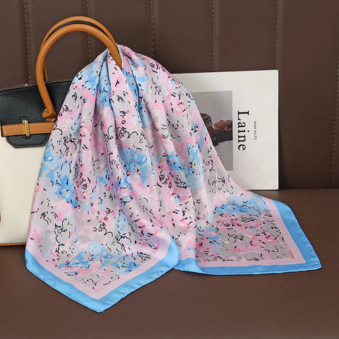 Luxury Satin Silk Square Scarf for Women