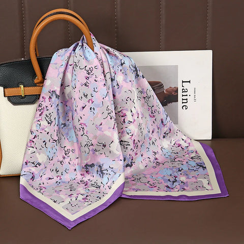 Luxury Satin Silk Square Scarf for Women