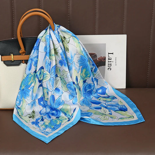 Luxury Satin Silk Square Scarf for Women