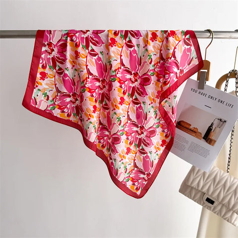 70cm Lemon Print Yellow Silk Scarf