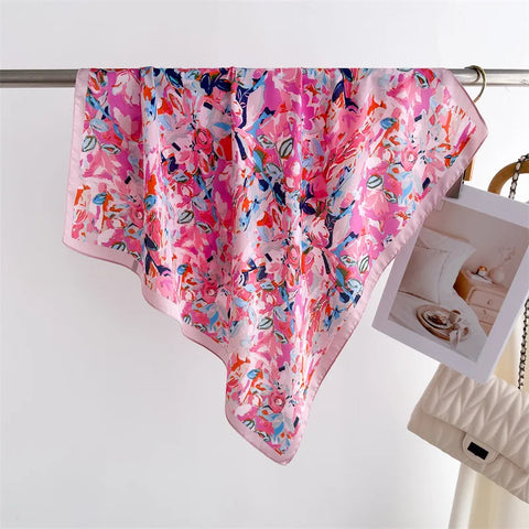 70cm Lemon Print Yellow Silk Scarf