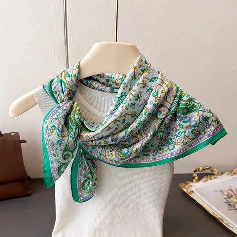 Luxury Horse Print Silk Neck Scarf for Women