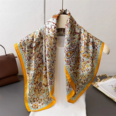Luxury Horse Print Silk Neck Scarf for Women