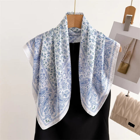 Luxury Horse Print Silk Neck Scarf for Women