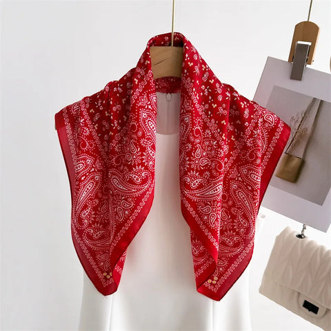 Luxury Horse Print Silk Neck Scarf for Women