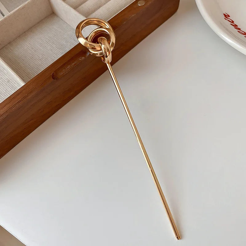 2025 New Punk Gold Silver Color Metal Long Hairpin - Trendy Hair Sticks for Women