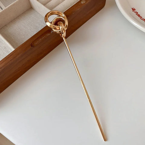 2025 New Punk Gold Silver Color Metal Long Hairpin - Trendy Hair Sticks for Women