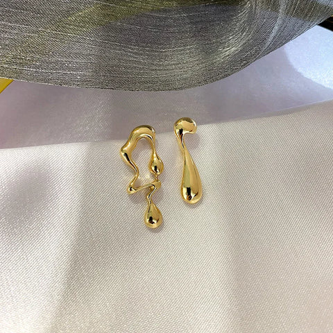Fashion Metal Water Drop Long Pendant Earrings for Women - Vintage Geometric Jewelry for Parties