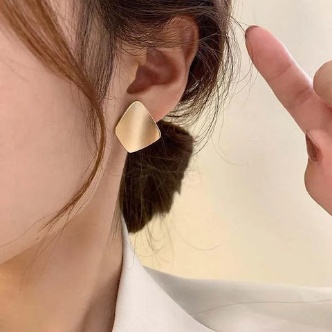 Exaggerated Gold Color Big Oval Stud Earrings for Women - 2024 Classic Geometric Statement Jewelry
