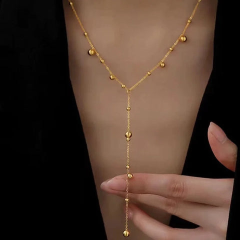 Exaggerated Gold Color Big Elliptical Pendant Necklace for Women - Punk Hip Hop Metal Chunky Chain OT Buckle Jewelry Gift