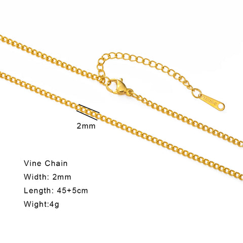 Skyrim Stainless Steel Gold Color Chain Necklace for Women – Minimalist Cuban Paperclip Twisted Snake Chain Fashion Jewelry