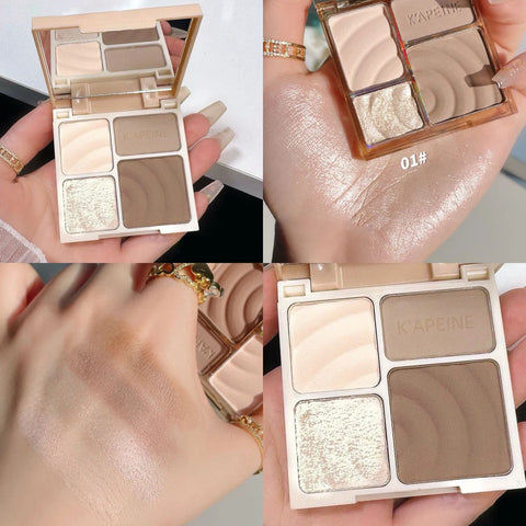 4 Colors Highlighter Contour 3D Facial Bronzer Palette - Matte Brightening Makeup