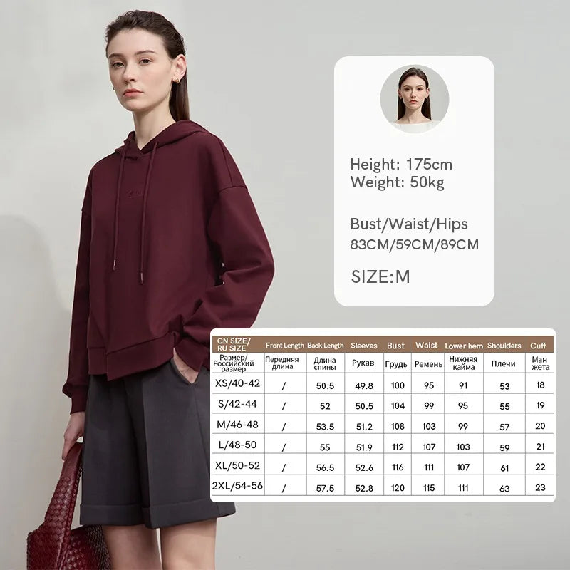 AMII Minimalist Women Hoodie Cotton 2025