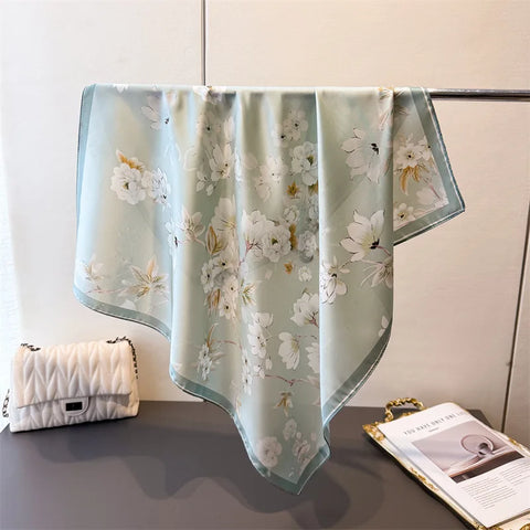 Luxury Floral Silk Scarves for Women