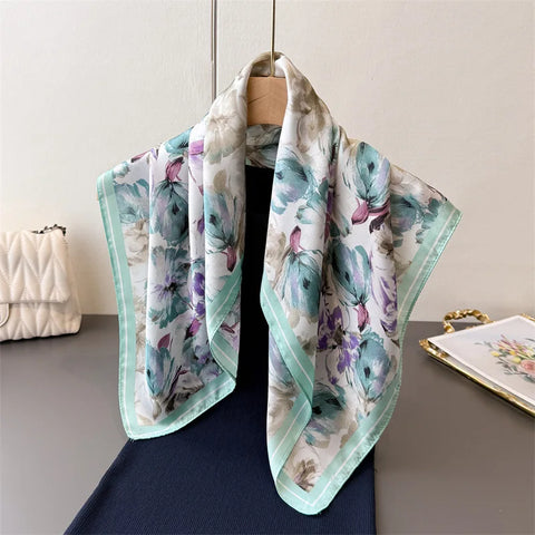 Luxury Horse Print Silk Neck Scarf for Women