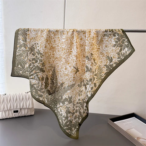 Luxury Floral Silk Scarves for Women
