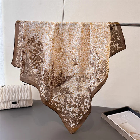 Luxury Floral Silk Scarves for Women