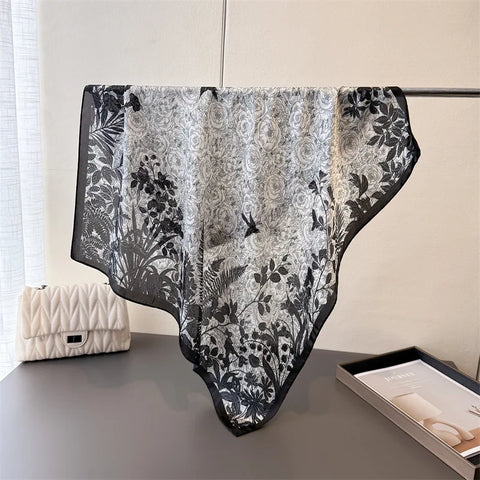 Luxury Floral Silk Scarves for Women