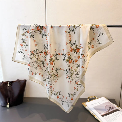 Luxury Floral Silk Scarves for Women
