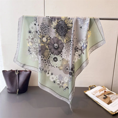 Luxury Floral Silk Scarves for Women