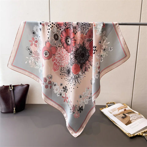 Luxury Floral Silk Scarves for Women