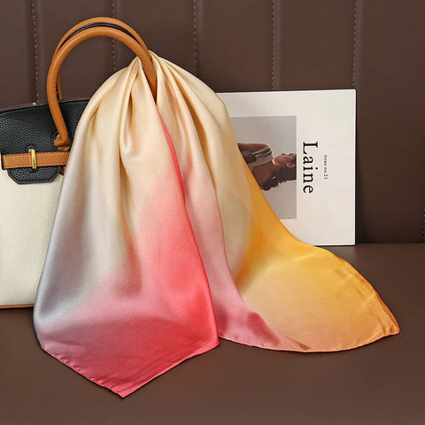 Luxury Satin Silk Square Scarf for Women