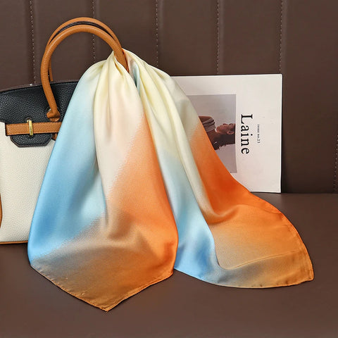 Luxury Satin Silk Square Scarf for Women