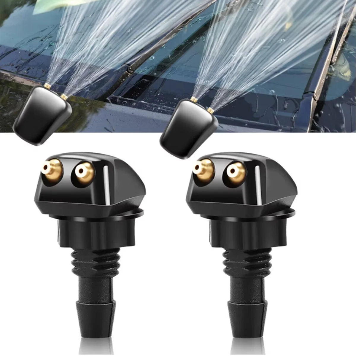 Dual Hole Windshield Wiper Nozzles - 2pcs