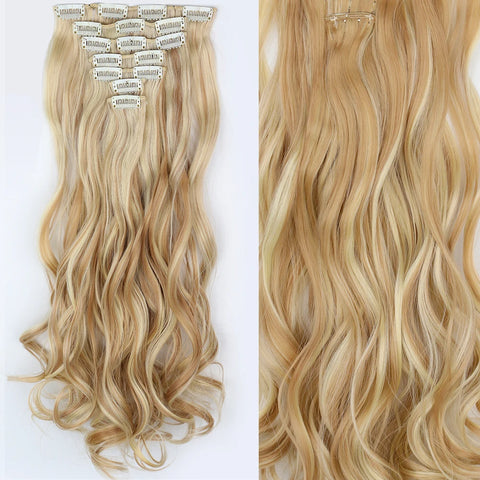 22-Inch Long Straight Wavy Hair Extensions Set