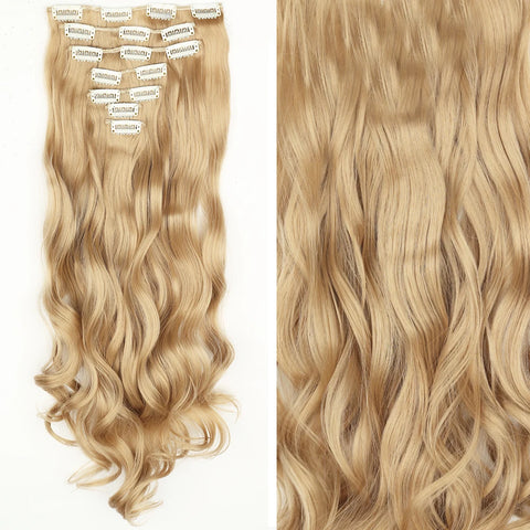 22-Inch Long Straight Wavy Hair Extensions Set