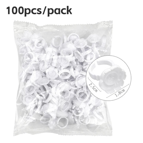 AILEISHI 100Pcs Disposable Eyelash Glue Fan Cup Rings