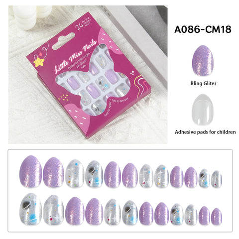 24 Pcs Children Cute Fake Nails