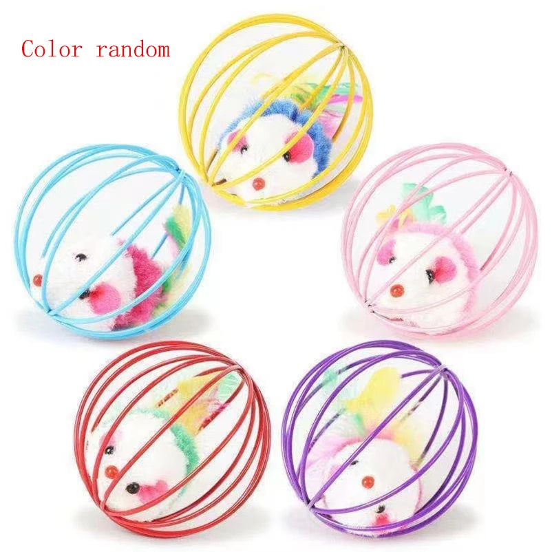 Fun Plush Cat Toy with Colorful Mouse and Ball