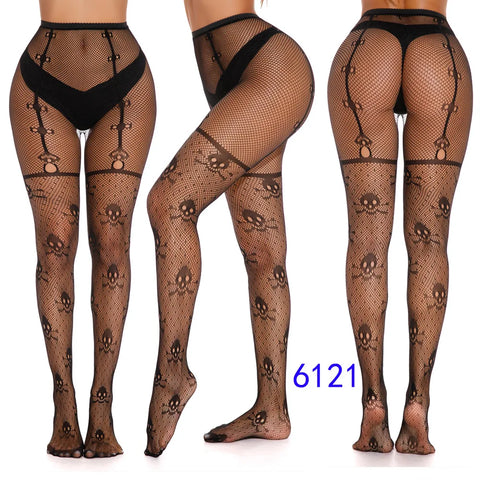 Black Spider Web Mesh Pantyhose for Women - Gothic Lace Fishnet Tights
