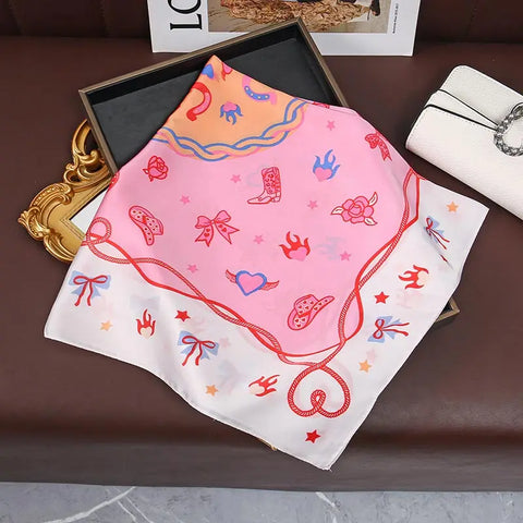 Luxury Animal Silk Satin Head Scarf for Women