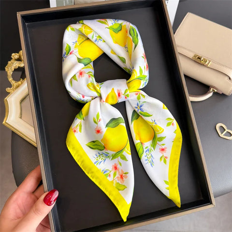 2025 Luxury Silk Skinny Scarf with Cat Print