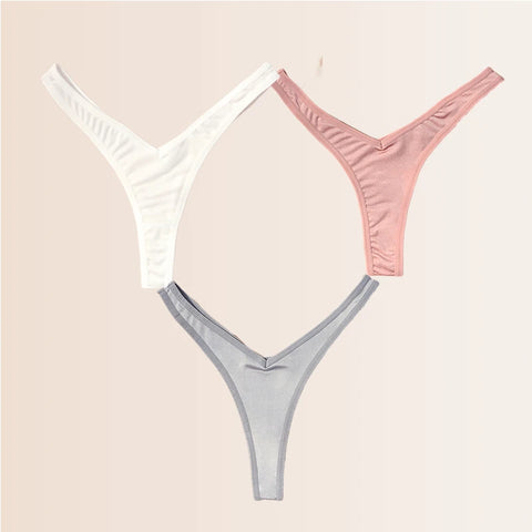 Seamless Thongs Solid Thong Panties for Women - Soft Silk Tangas