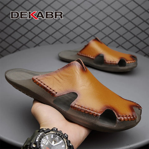DEKABR Heren Sandalen van Koeienleer - Zomer Casual Schoenen 