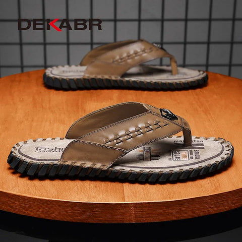 DEKABR Luxe Herenpantoffels van Echt Leer 