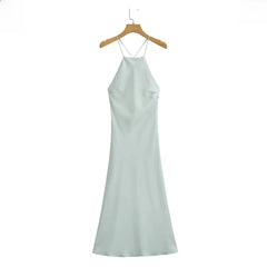 2023 Summer Women's Dress - Silk Satin Sleeveless Fashion