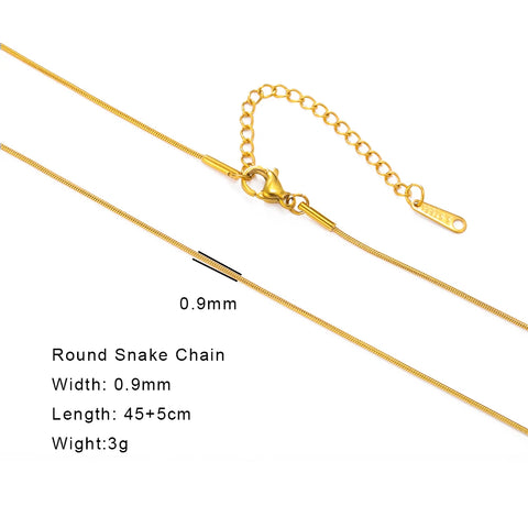 Skyrim Stainless Steel Gold Color Chain Necklace for Women – Minimalist Cuban Paperclip Twisted Snake Chain Fashion Jewelry
