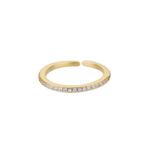 Mini Zircon Green Rings for Women - Adjustable Stainless Steel Gold Color Engagement Wedding Jewelry Gift